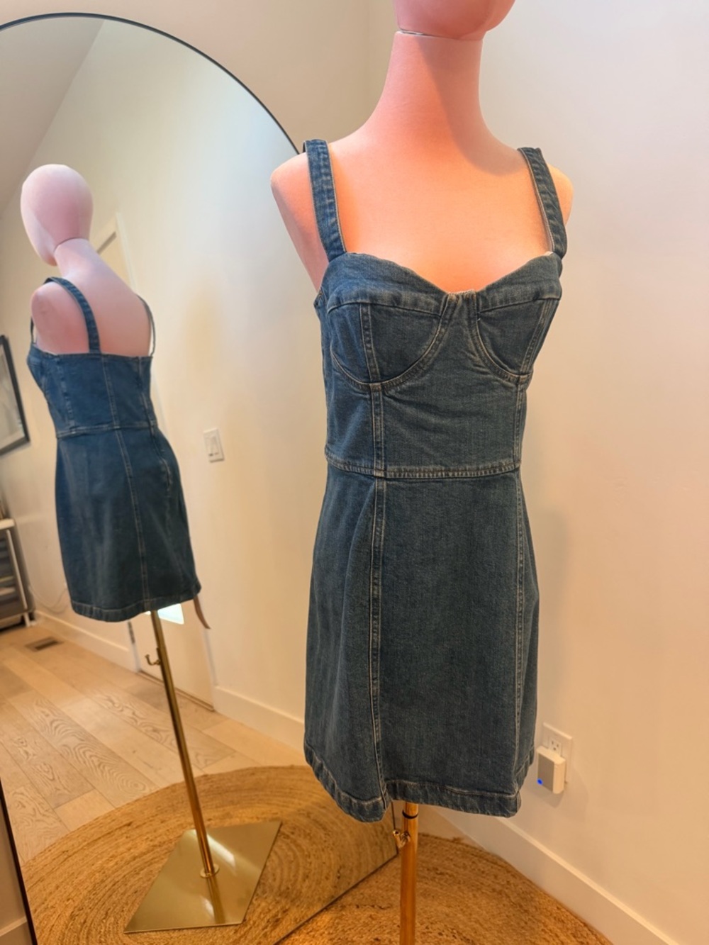 NWT Reformation Denim Nikki Bustier Mini Dress
